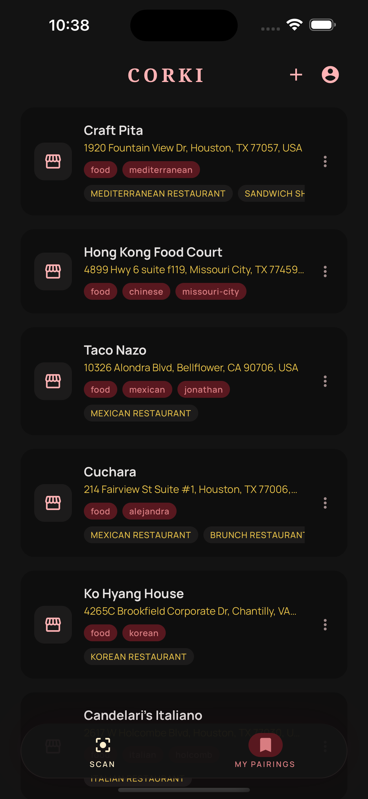 Restaurant list